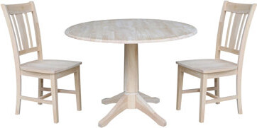 Alcott Hill Everton 3 Piece Drop Leaf Solid Wood Dining Set