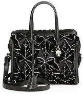 Thumbnail for your product : Alexander McQueen Ivy Jacquard Small Padlock Zip-Around Satchel