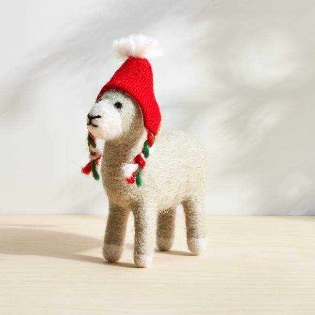 Boiled Wool Hanging Llama Christmas Ornament