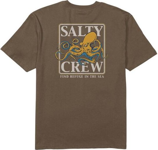 Men's Salty Crew Ink Slinger Octopus Standard T-Shirt Large Teak