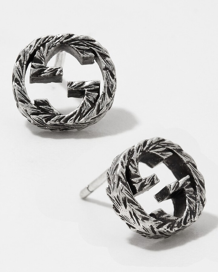 interlocking g earrings in silver