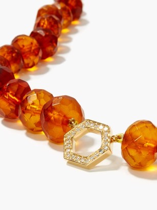 Harwell Godfrey Diamond, Amber & 18kt Gold Beaded Necklace - Orange