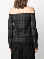 Thumbnail for your product : Marco De Vincenzo Off-Shoulder Sheer Check Blouse
