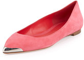 Thumbnail for your product : Alexander McQueen Suede Metal-Tipped Skimmer Flat, Geranium