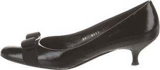 Ferragamo Patent Leather Bow Accents Pumps