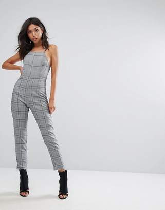 PrettyLittleThing Check Cropped Strappy Jumpsuit