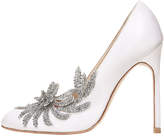 Thumbnail for your product : Manolo Blahnik Swan Embellished Satin Pump, White