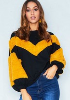 Thumbnail for your product : Ever New Nadine Black Contrast Mustard Faux Fur Sleeve Jumper