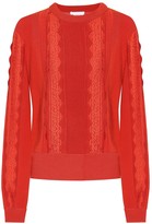 Thumbnail for your product : Chloé Lace-trimmed wool sweater