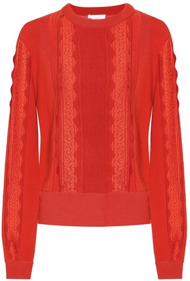 Chloé Lace-trimmed wool sweater