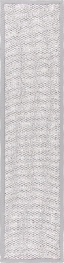 SAFAVIEH Palm Beach Sutton Solid Runner Rug, Silver/Ivory, 2' x 8'