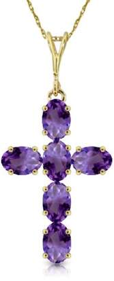 Galaxy Gold 14K 20" Yellow Gold Natural Amethyst Cross Pendant Necklace