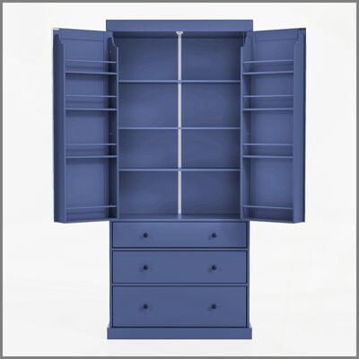 August Grove 77inch Farmhouse Kitchen Pantry Freestanding Tall Cupboard Storage Cabinet with 3 Adjustable Shelves 8 Door Shelves 3 Drawers for Kitchen Dining R