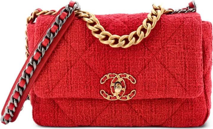 Chanel Pre Owned 19 Flap Bag Quilted Tweed Medium crossbody bag