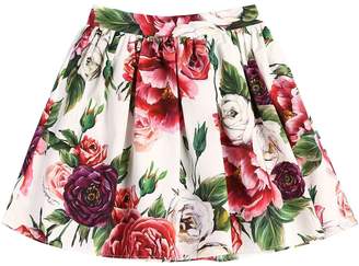Dolce & Gabbana Rose Printed Cotton Poplin Skirt