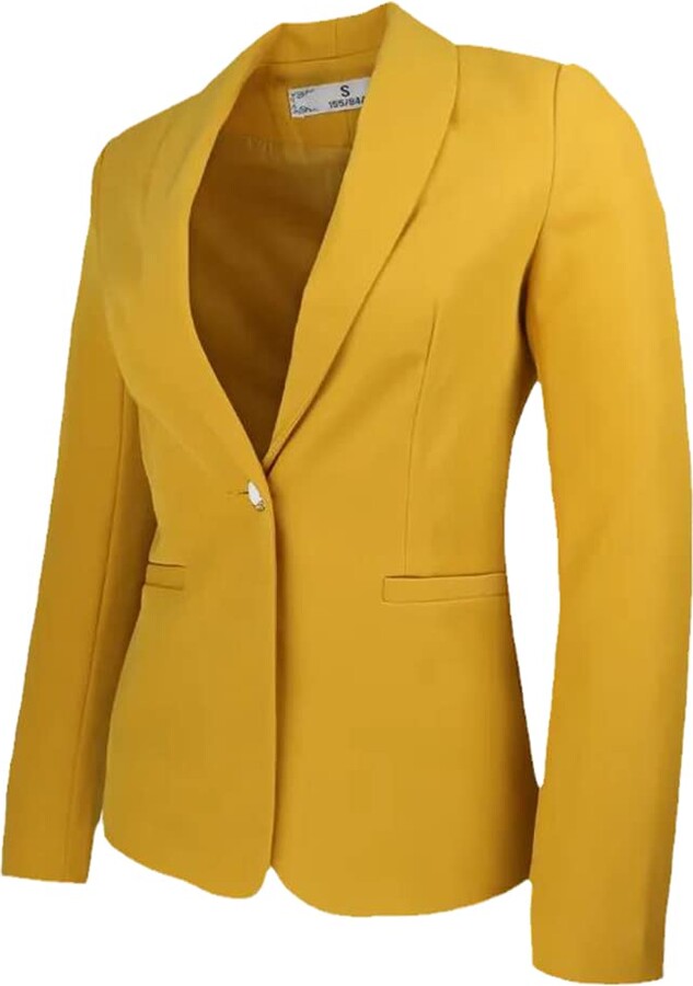 MAFSMJP Shawl Collar Blazer Straight Jacket Office Lady Style Business Formal Wear Candy Color