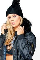 Thumbnail for your product : boohoo Plus Louise Bomber Jacket With Faux Fur Hood