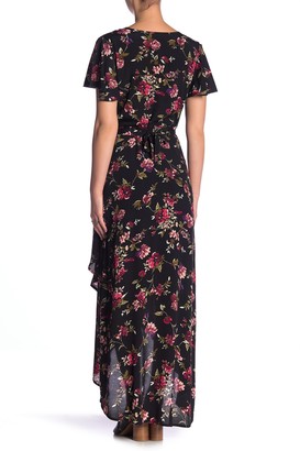 Band of Gypsies Lianna Floral Wrap High/Low Maxi Dress