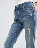 Thumbnail for your product : ASOS Kimmi Shrunken Boyfriend Jeans In Tyler Aged Mid Wash With Rips