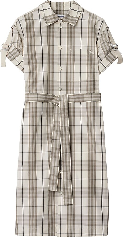 Burberry Women's Check Cotton Belted Shirtdress - Cotton Ip Check - Size 4