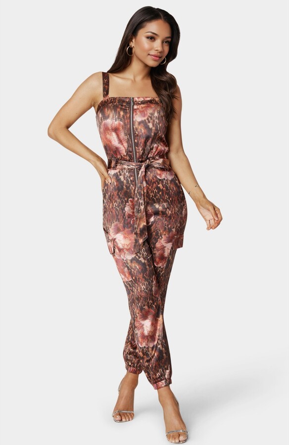 Bebe Women's Zip Front Jogger Jumpsuit