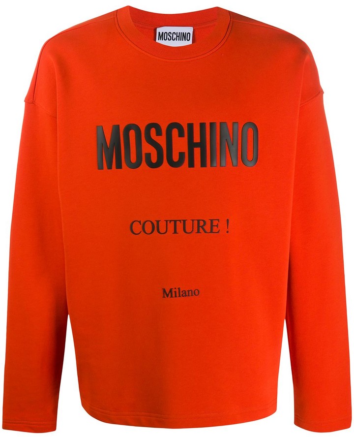 moschino logo shoulder crew neck sweatshirt