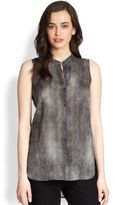Thumbnail for your product : Eileen Fisher Mandarin-Collar Silk Top