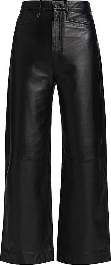 Proenza Schouler White Label Women's Nappa Leather Wide-Leg Culottes - Black - Size 0