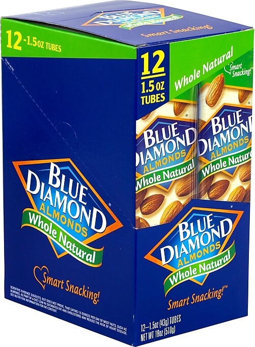 Blue Diamond Whole Natural Almonds, 1.5 oz., 12 Bags/Pack (209-02634)