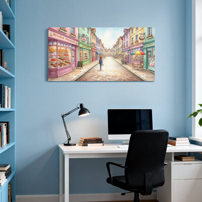 Red Barrel Studio Scenic & Cityscapes Colorful European Street Scene With Shops Z251225161612195349