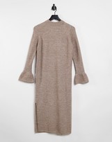 Thumbnail for your product : ASOS Maternity ASOS DESIGN Maternity knitted dress with bell sleeve detail in taupe