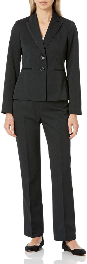 Le Suit Womens 2 Button Notch Collar Tonal Stripe Pant Suit 