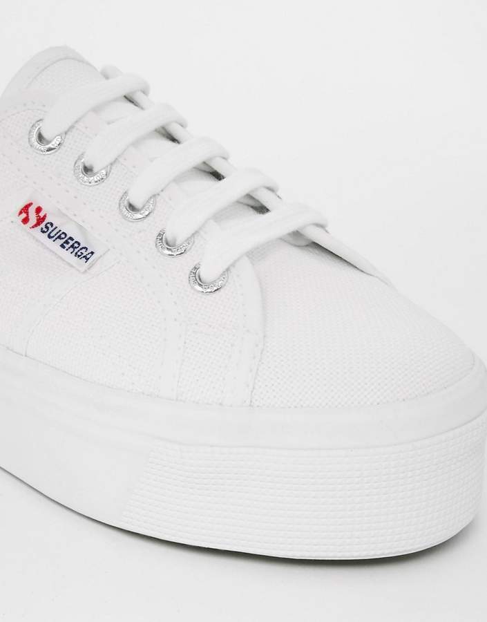 superga 2730 leather flatform trainers in white