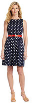 Thumbnail for your product : Tahari by Arthur S. Levine Tahari by ASL Pleated Polka-Dot Dress