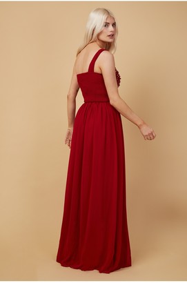 Little Mistress Bridesmaid Luanna Red Embellished One-Shoulder Maxi Dress