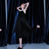 Thumbnail for your product : SALIENT LABEL - Mizuki Pleated Long Strap Midi Dress In Obsidian