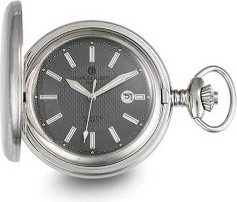 Black Bow Jewelry Co. BlackBowJewelryCharlesHubertStainlessSteelGreyDialTritiumQuartzPocketWatch
