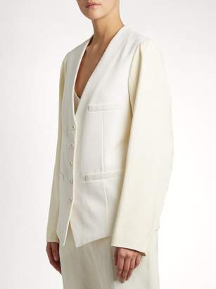Chloé Collarless Wool Blend Single Breasted Jacket - Womens - Cream