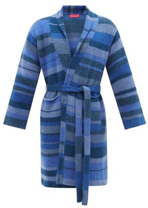 The Elder Statesman Striped Cashmere Robe - Blue Multi