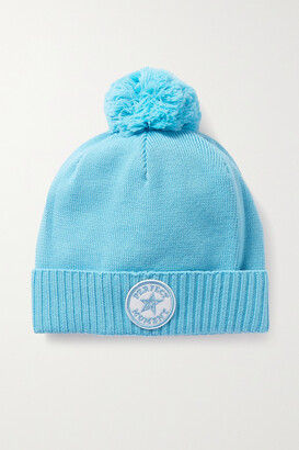 Perfect Moment Patch Ii Pompom-embellished Appliquéd Wool Beanie - Bright blue