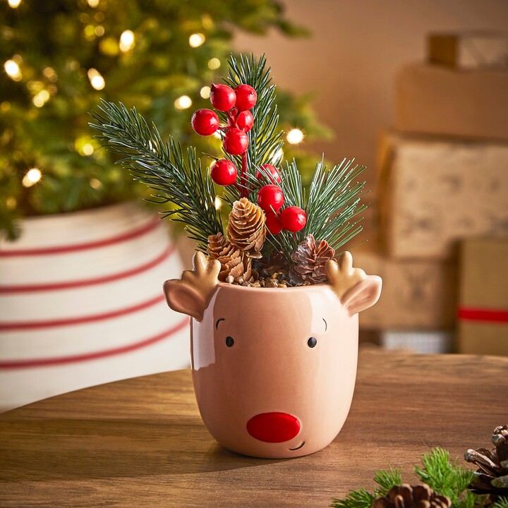 Dunelm Artificial Topiary in Reindeer Plant Pot Brown ShopStyle Decor