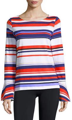Lord & Taylor Striped Bell-Sleeve Cotton Top