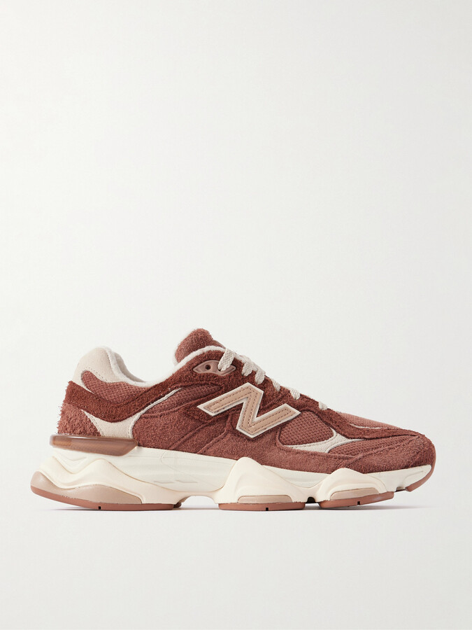 New Balance - 9060 Leather-trimmed Brushed-suede And Mesh Sneakers - Burgundy