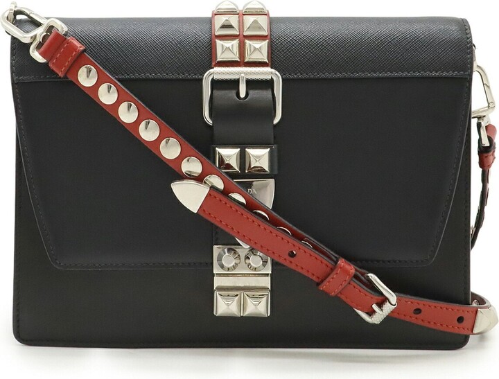 Prada Black Nero Leather Clutch Bag Pochette Shoulder Bag (Pre-Owned)