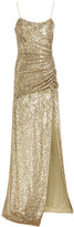 Thumbnail for your product : Dundas Ruched Sequined Stretch-jersey Gown
