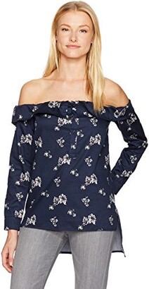 Lucca Couture Women's Charlotte Floral Print Off The Shoulder Button Down Top