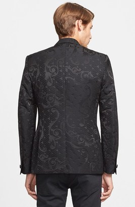 Versace Trim Fit 'Black Baroque' Evening Jacket