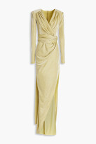 Thumbnail for your product : Rhea Costa Gathered glittered jersey gown