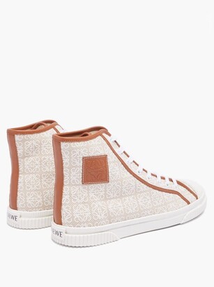 Loewe Anagram-embroidered Canvas High-top Trainers - Brown Multi