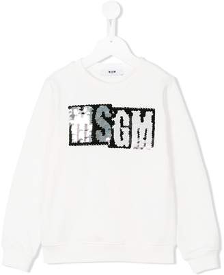 MSGM Kids sequin logo sweatshirt